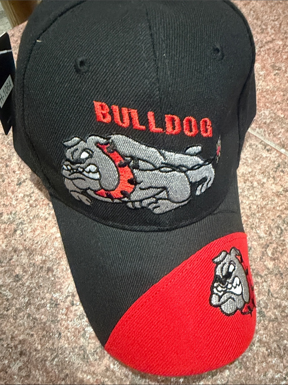 Embroidered Black and Red Dog Cap